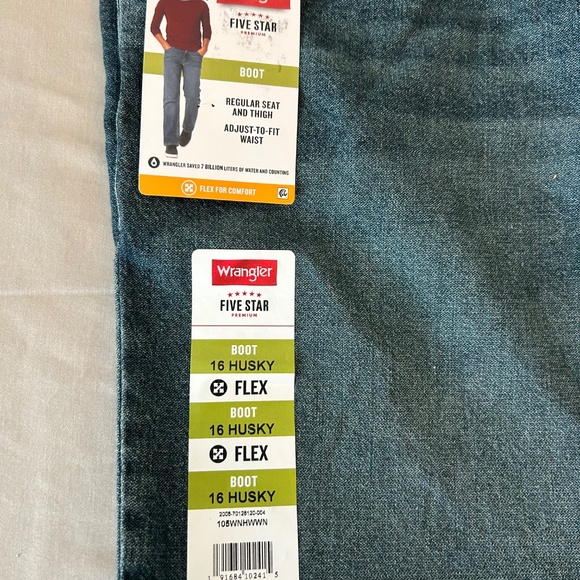 NWT Boys Wrangler Straight Bootcut Jeans Husky Adjustable Waist Denim | Size 16‎ - Picture 7 of 8
